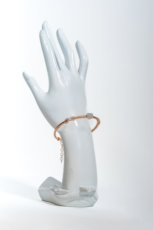 Rose-Gold Heart Motif Bracelet with CZ Accents