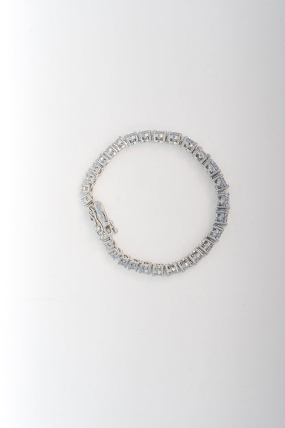 Classic Pure 925 Silver Tennis Bracelet with CZ Stones (6.5 Inch)