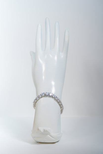 Classic Pure 925 Silver Tennis Bracelet with CZ Stones (6.5 Inch)