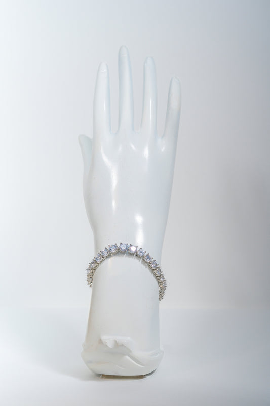 Classic Pure 925 Silver Tennis Bracelet with CZ Stones (6.5 Inch)