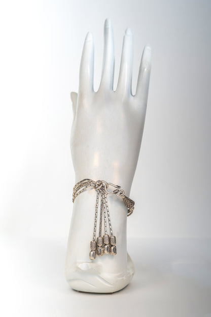 Oxidized Pure 925 Silver Multi-Chain Kada Bangle (Size 2.6)