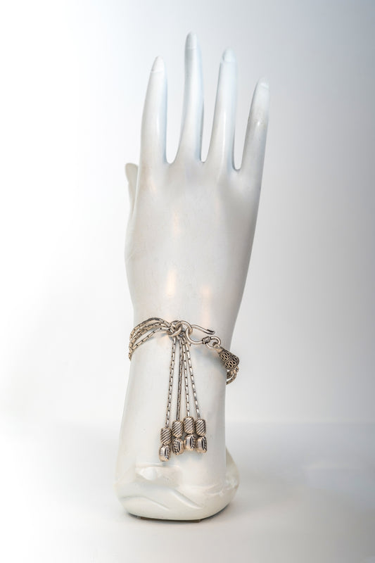 Oxidized Pure 925 Silver Multi-Chain Kada Bangle (Size 2.6)