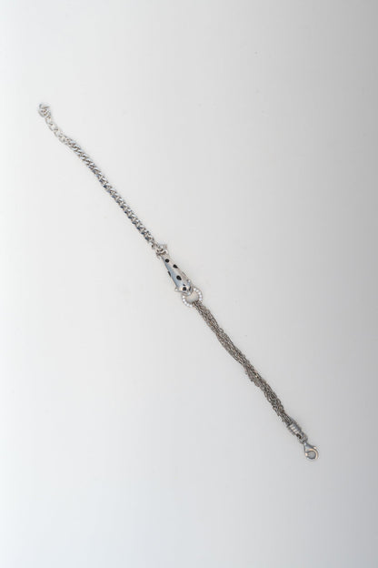 Pure 925 Silver Panther Motif Bracelet with Multi-Chain Design (8 Inch)