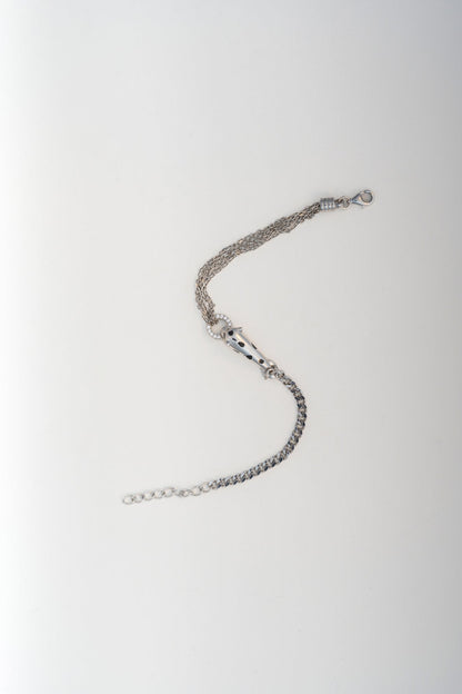 Pure 925 Silver Panther Motif Bracelet with Multi-Chain Design (8 Inch)
