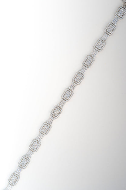 Emerald-Cut Inspired Rectangular CZ Pure 925 Silver Bracelet (7.3 Inch)