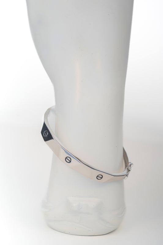 Unisex Pure 925 Silver Screw-Design Bangle (2 x 2.3 inches)