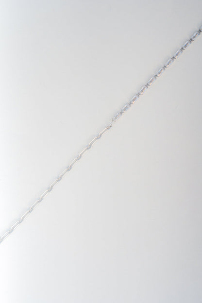 Sterling Pure 925 Silver Chain Bracelet with Baguette Accents – 8 inch