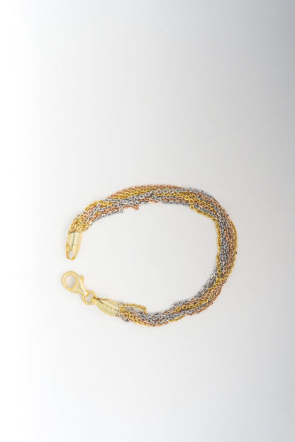 Tri-Color Multi-Strand Chain Bracelet – 7 inch