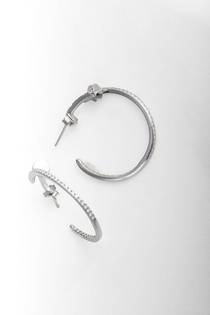 Pure 925 Silver Crystal-Accented Hoop Earrings – 30x30mm