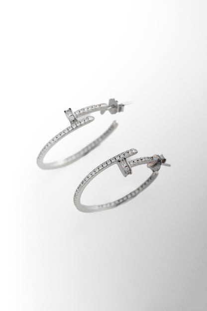 Pure 925 Silver Crystal-Accented Hoop Earrings – 30x30mm