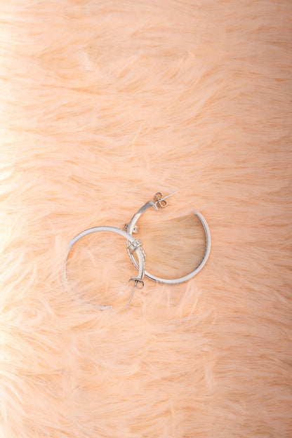 Pure 925 Silver Crystal-Accented Hoop Earrings – 30x30mm