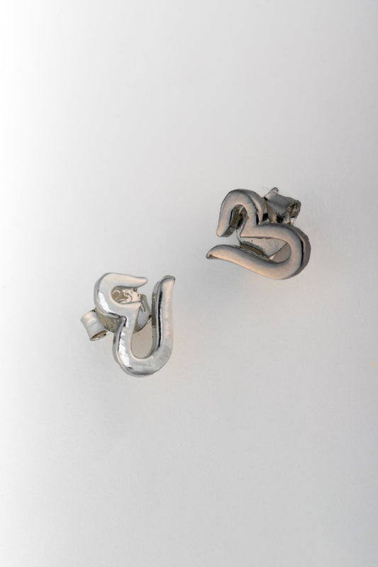 Pure 925 Silver Om Stud Earrings – 7x9mm