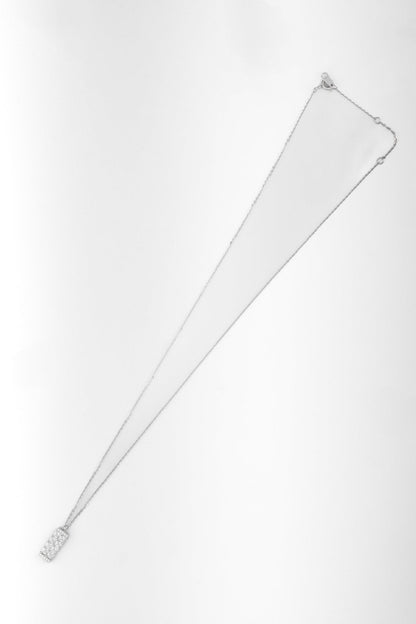 Pure 925 Silver Elegant Rectangle Pendant Necklace with CZ Diamonds – 18 Inch