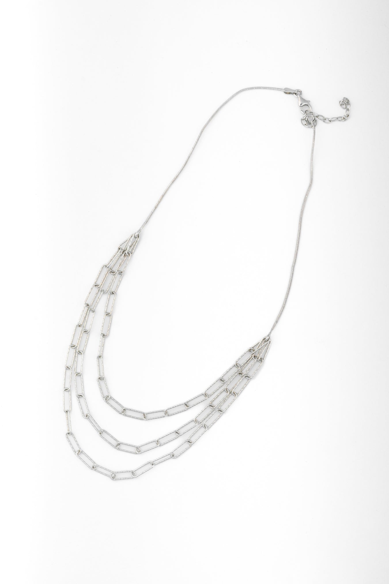 18 Inch Triple Layered Pure 925 Silver Chain Necklace