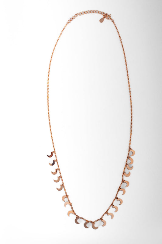 Rose Gold Crescent Moon Charm Necklace – 18 Inch