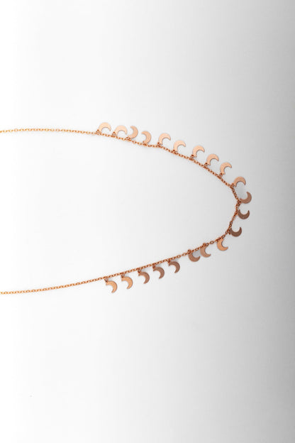 Rose Gold Crescent Moon Charm Necklace – 18 Inch
