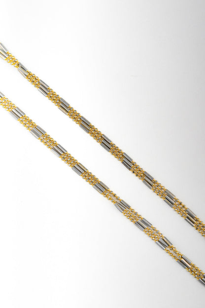Two-Tone Beaded Dual Chain Necklace – 18 Inch