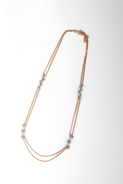 Dual-Tone Chain Necklace with Pure 925 Silver Links – 18 Inch