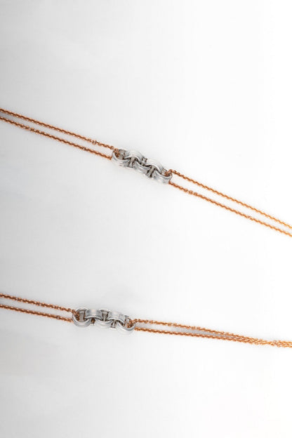 Dual-Tone Chain Necklace with Pure 925 Silver Links – 18 Inch