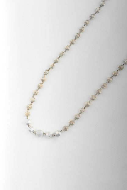 Pure 925 Silver Textured Beaded Chain Necklace – 20 Inch