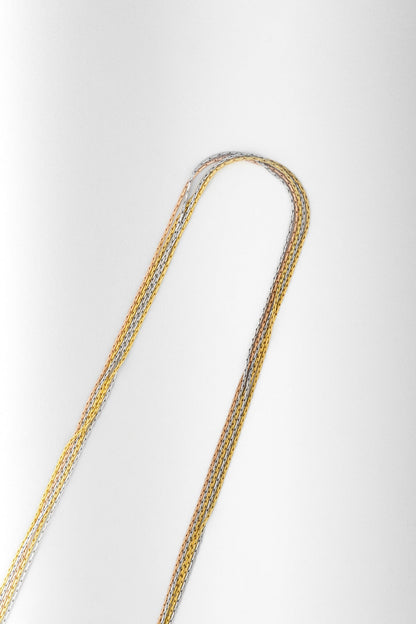 Tricolor Multi-Layer Chain Necklace – 18 Inch