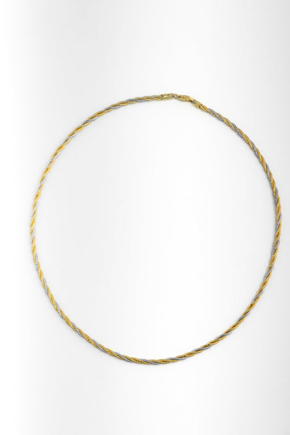 Gold & Pure 925 Silver Twisted Rope Chain Necklace – 18 Inch