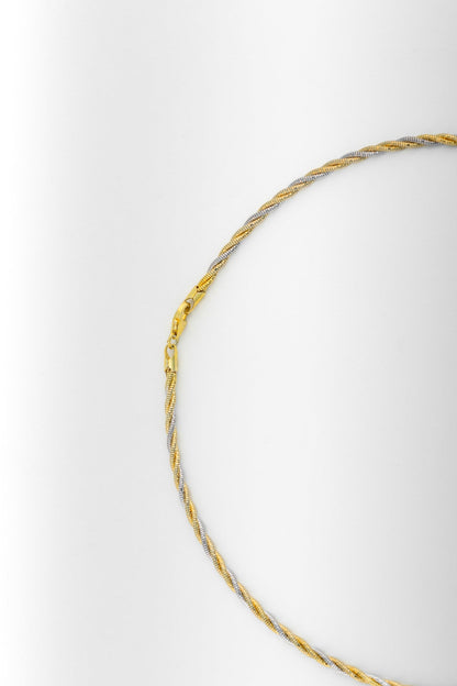 Gold & Pure 925 Silver Twisted Rope Chain Necklace – 18 Inch