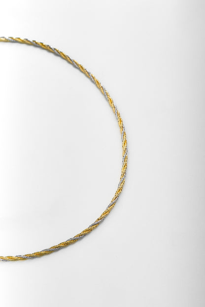 Gold & Pure 925 Silver Twisted Rope Chain Necklace – 18 Inch