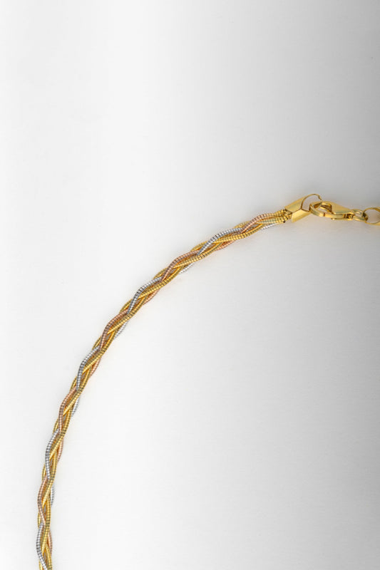 Tricolor Braided Chain Necklace – 18 Inch