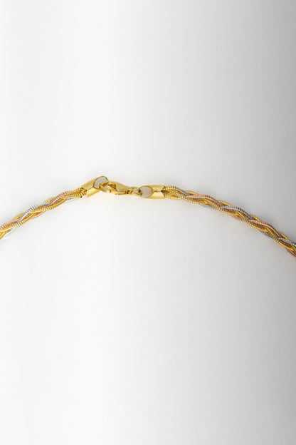 Tricolor Braided Chain Necklace – 18 Inch
