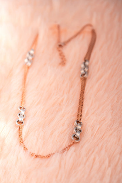 Dual-Tone Chain Necklace with Pure 925 Silver Links – 18 Inch