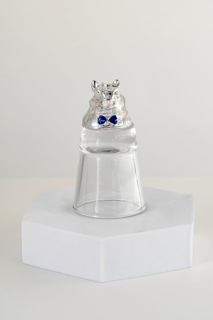 Silver-Foiled Horse Motif Glass Tumbler – 3.5in × 2.5in