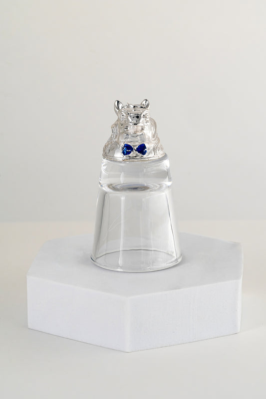Silver-Foiled Horse Motif Glass Tumbler – 3.5in × 2.5in