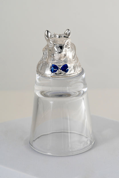 Silver-Foiled Horse Motif Glass Tumbler – 3.5in × 2.5in