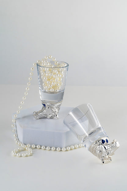 Silver-Foiled Horse Motif Glass Tumbler – 3.5in × 2.5in