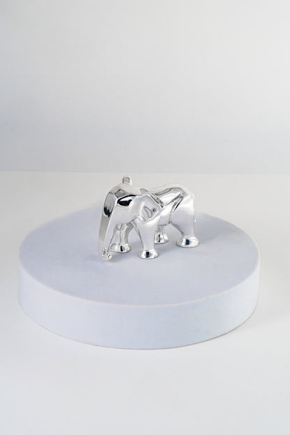 Minimalist Silver-Foiled Elephant Figurine – 2.5in × 4in