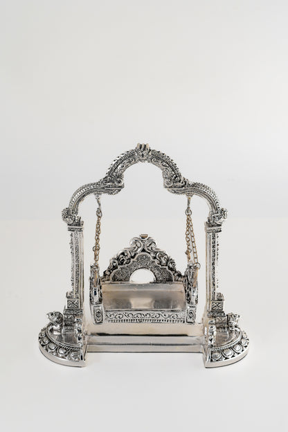 Silver-Foiled Decorative Miniature Swing (Jhula) – 9in × 8in