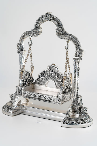 Silver-Foiled Decorative Miniature Swing (Jhula) – 9in × 8in