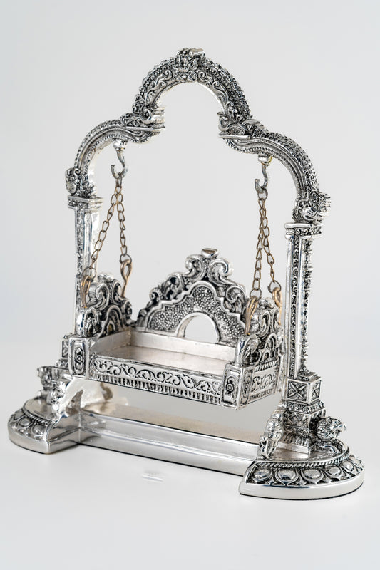 Silver-Foiled Decorative Miniature Swing (Jhula) – 9in × 8in