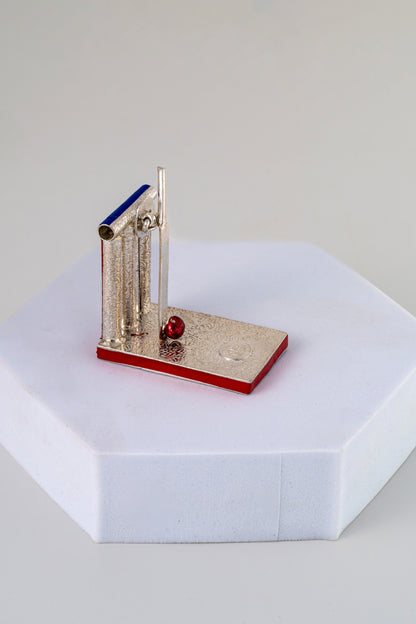 Handcrafted Pure 925 Silver Miniature Cricket Wicket Showpiece – 2 x 1.75 x 1.75 Inch