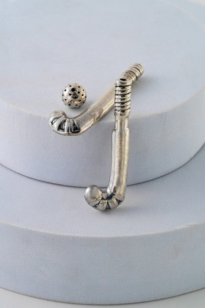 Pure 925 Silver Miniature Hockey Stick & Ball – 2 Inch