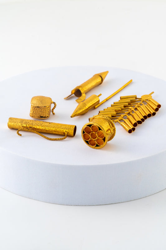 Pure 925 Silver with Gold foiled Miniature Firecracker Set – Set of 8