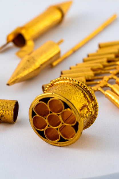 Pure 925 Silver with Gold foiled Miniature Firecracker Set – Set of 8