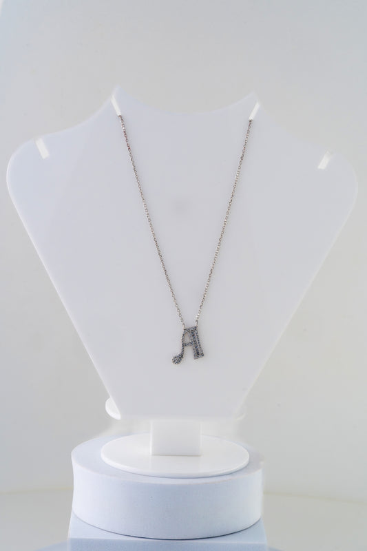 18 Inch Pure 925 Silver Alphabet Pendant Necklace – Letter "A" with CZ Diamonds