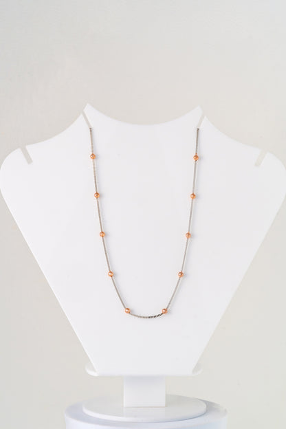 Dual-Tone Beaded Chain Necklace – 18 Inch