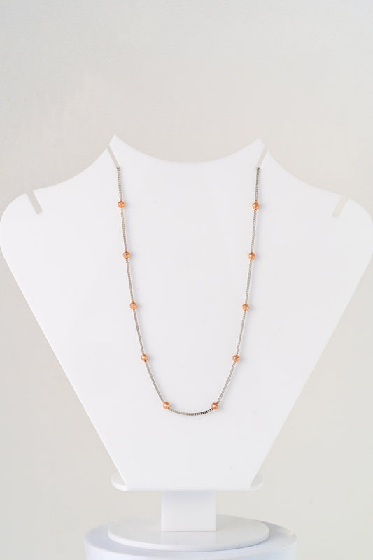 Dual-Tone Beaded Chain Necklace – 18 Inch