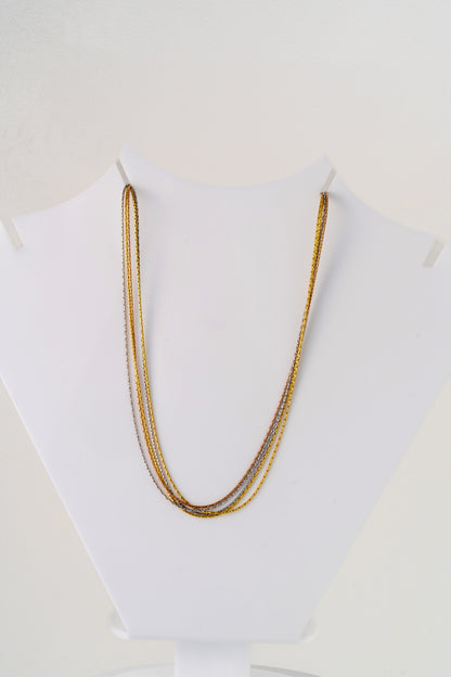 Tricolor Multi-Layer Chain Necklace – 18 Inch