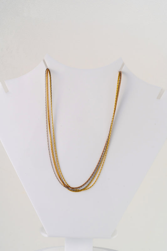 Tricolor Multi-Layer Chain Necklace – 18 Inch