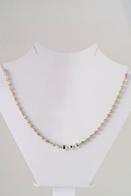 Pure 925 Silver Textured Beaded Chain Necklace – 20 Inch