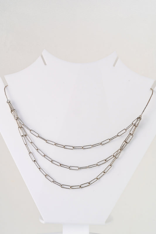 18 Inch Triple Layered Pure 925 Silver Chain Necklace